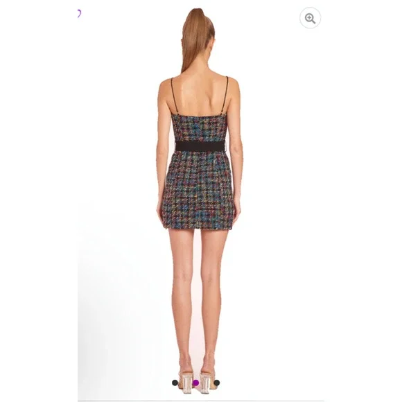 Amanda Uprichard Size M Tweed Belted Hasley Dress Mini Bodycon Multicolor ￼ - Picture 2 of 8